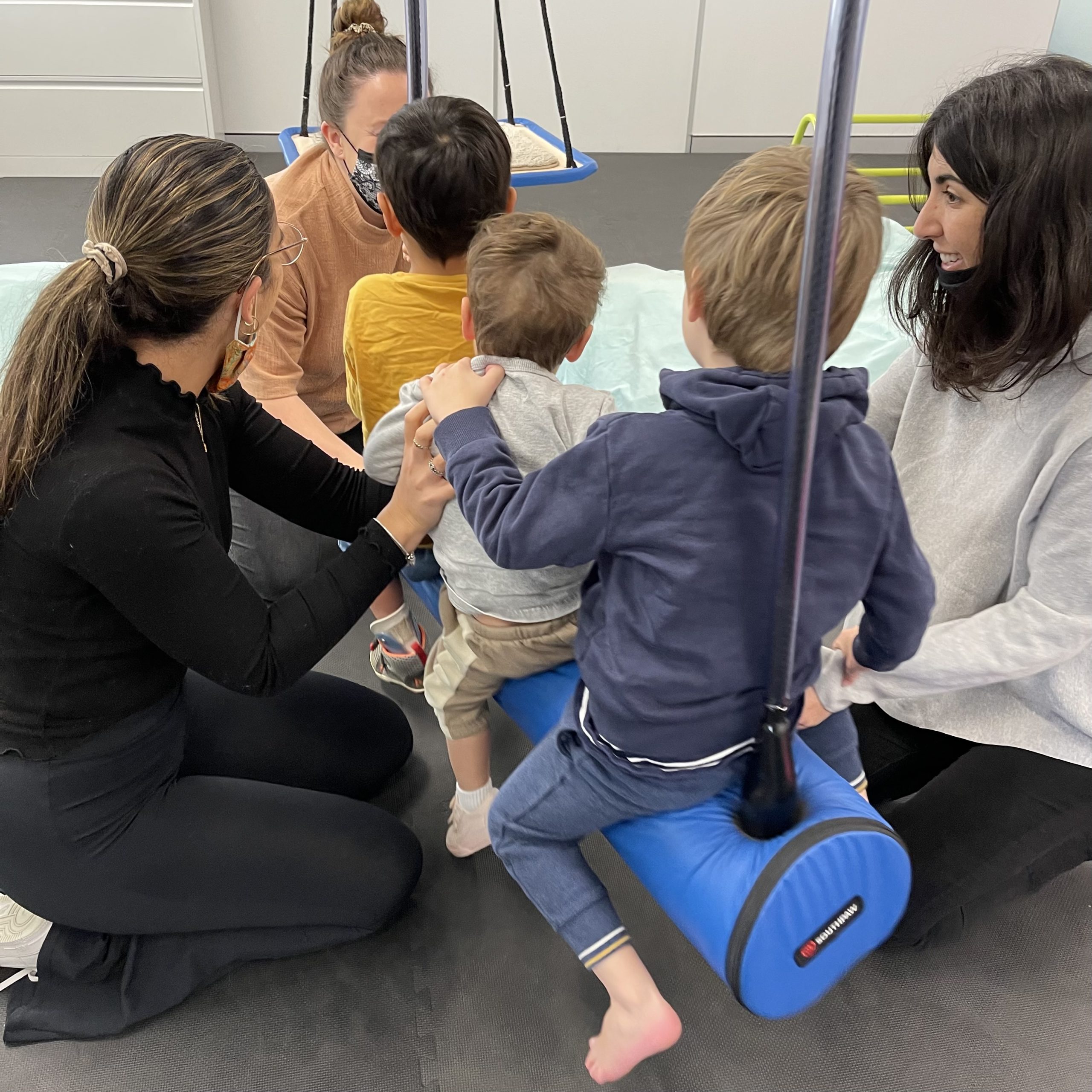 Children with gravitational insecurity with Occupational Therapist in OT gym in Bondi Junction and Mascot